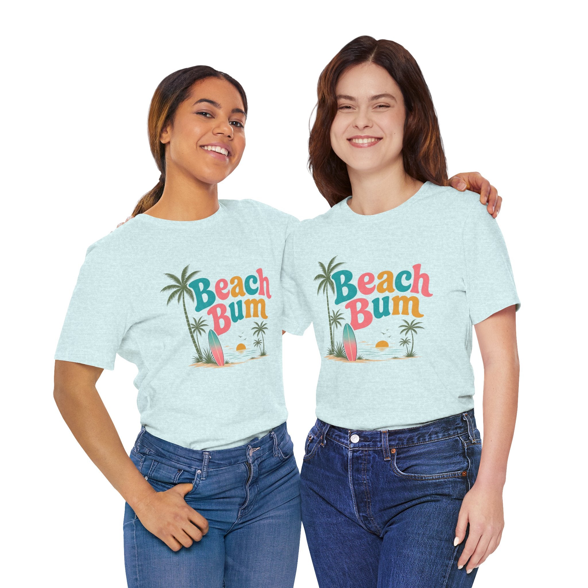 Beach Bum graphic tee | Surfboard palm tree sunset T-Shirt