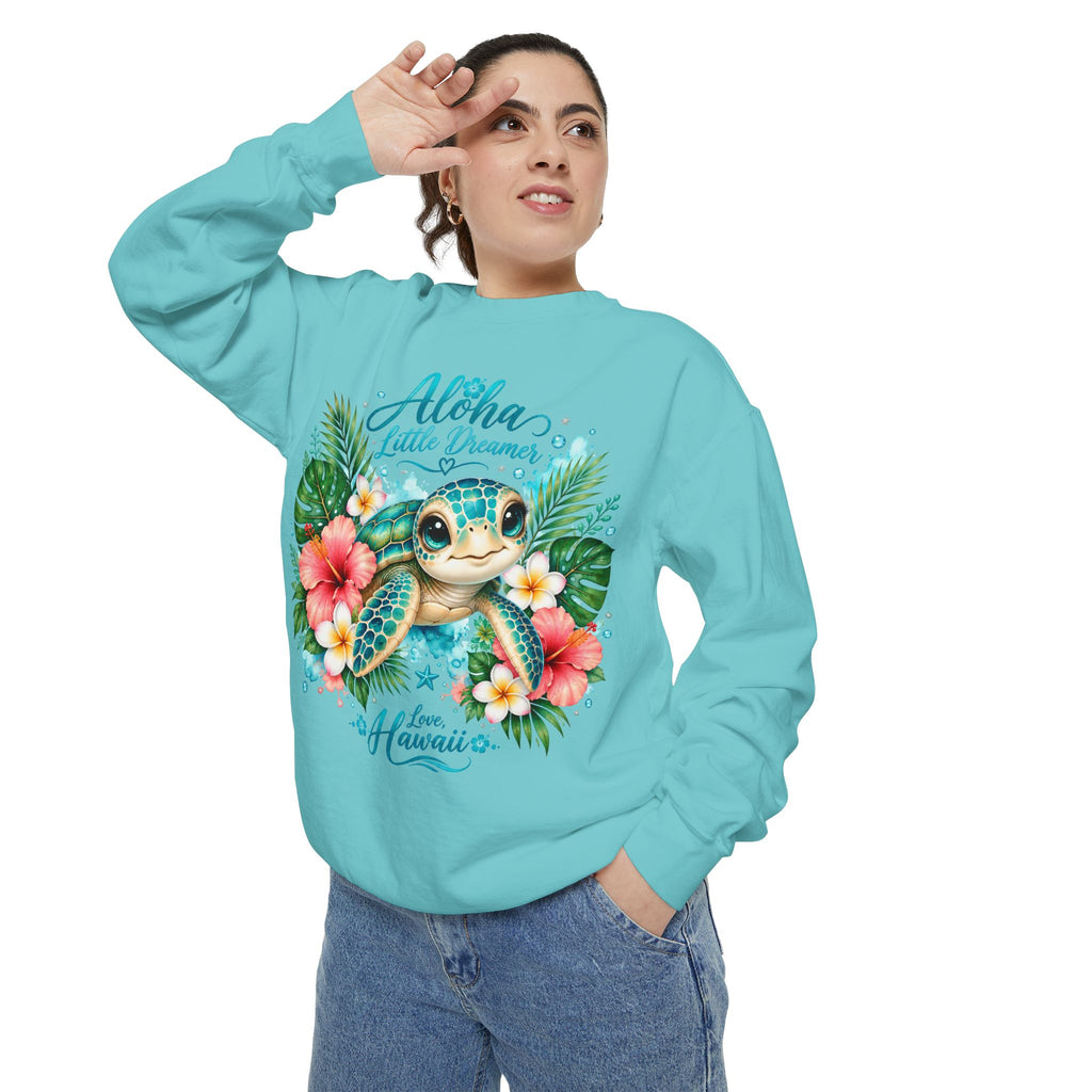 Aloha Little Dreamer Sea Turtle Sweatshirt | Hawaii Floral Beach Vibes