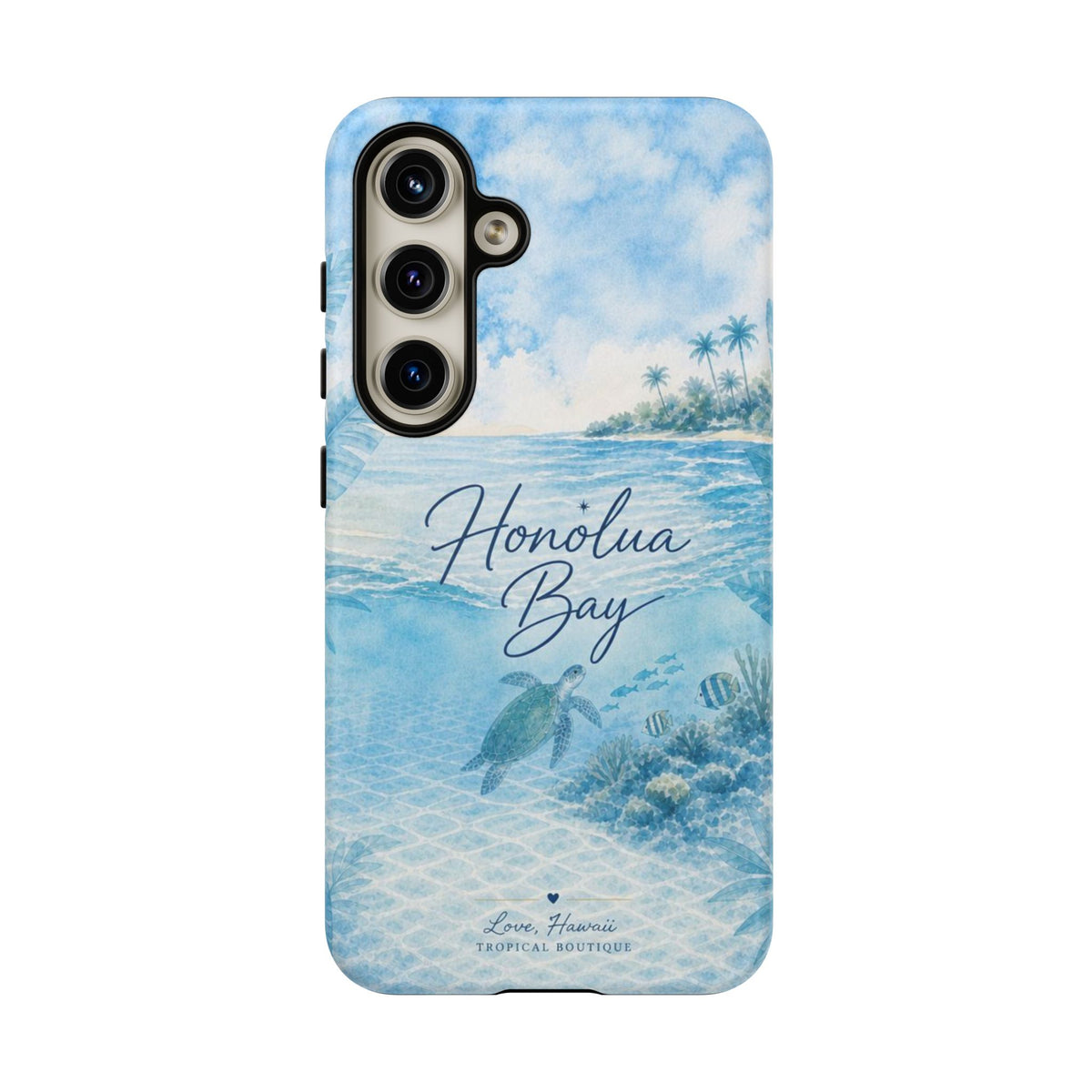 Honolua Bay Hawaii Tough Case | Sea Turtle Ocean Art | Tropical Watercolor Phone Cover