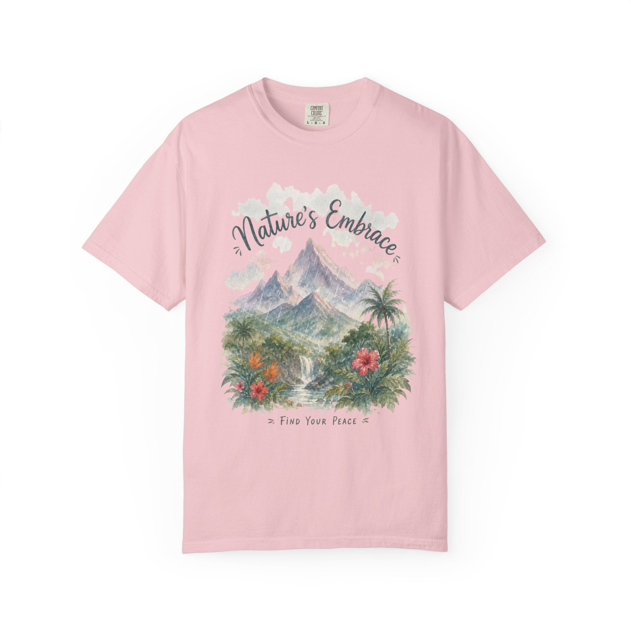 Nature's Embrace Mountain & Tropical Floral T-Shirt