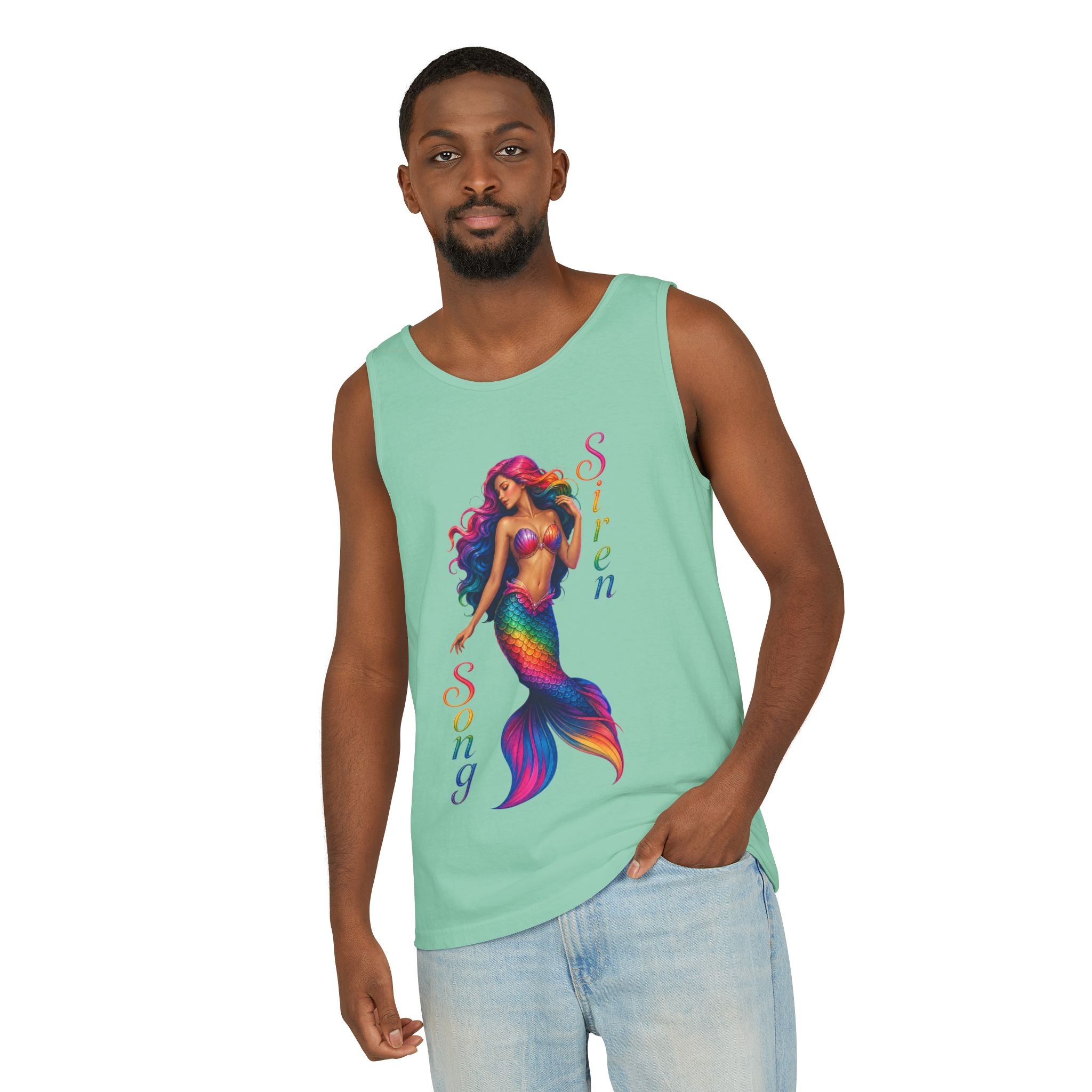 Mermaid Siren Tank Top — Rainbow 'Song' Graphic Beach Tank