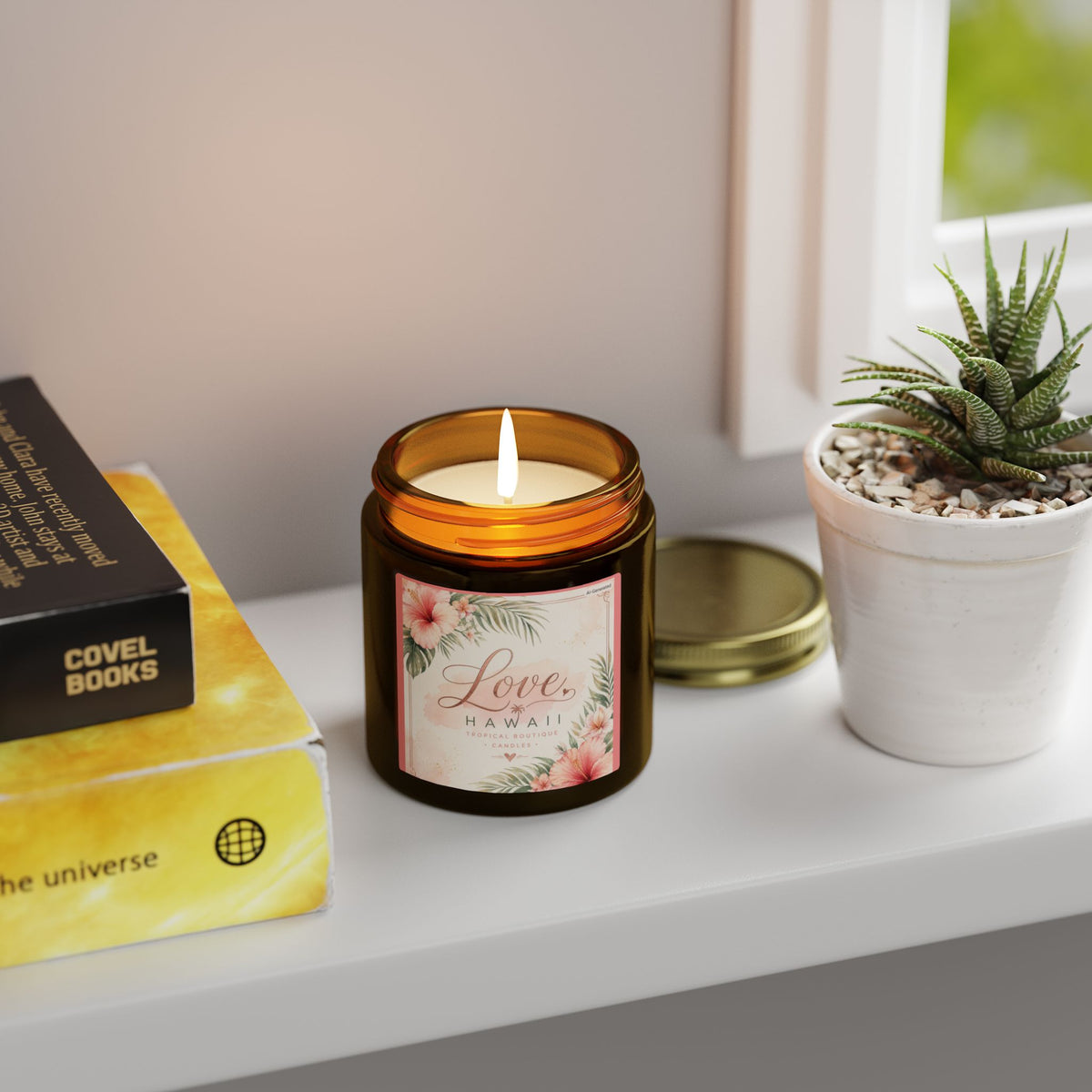 Coconut Apricot Scented Candle — Tropical Boutique Soy Jar (4oz or 9oz)-Love, Hawaii Home Collection
