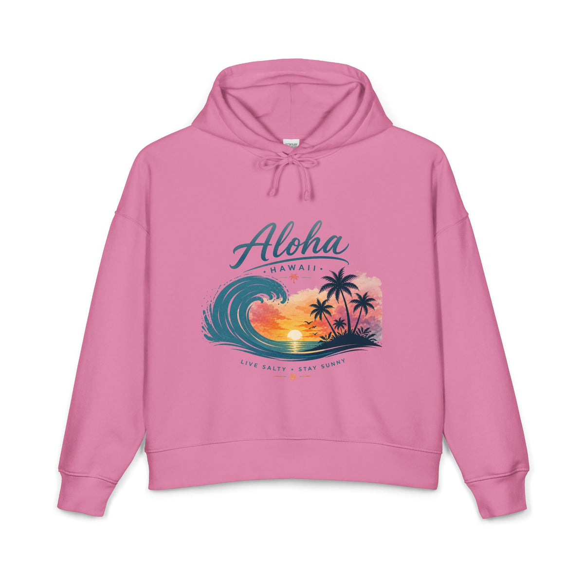 Aloha Hawaii Sunset Wave Palm Trees Hoodie | Beach Tropical Surf Pullover