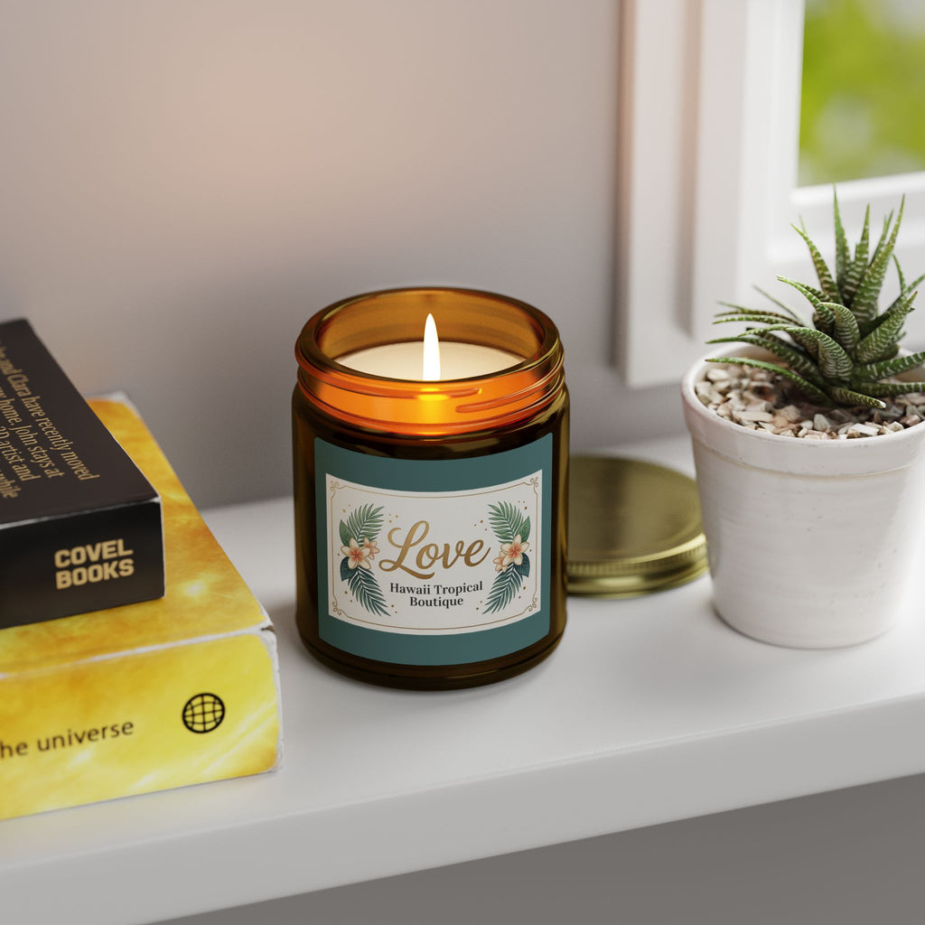 Coconut Apricot Scented Candle — Tropical Boutique Soy Jar (4oz or 9oz)-Love, Hawaii Home Collection