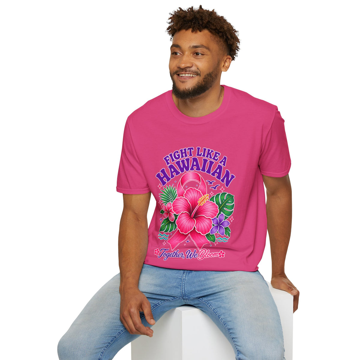 Fight Like a Hawaiian T-Shirt – Floral Breast Cancer Awareness Tee (Together We Bloom)