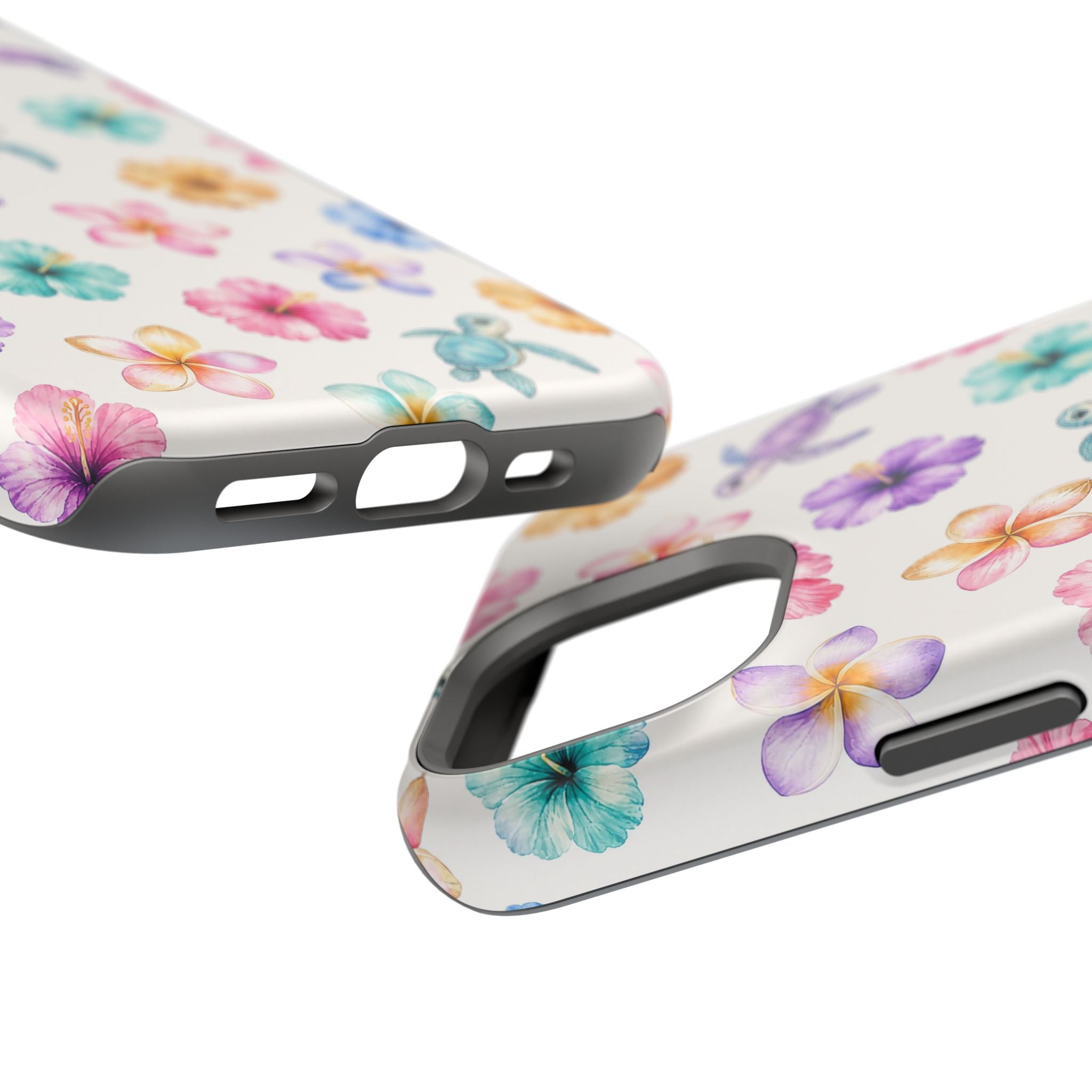 Sea Turtle Floral Phone Case — Colorful Hawaiian Plumeria Protective Case