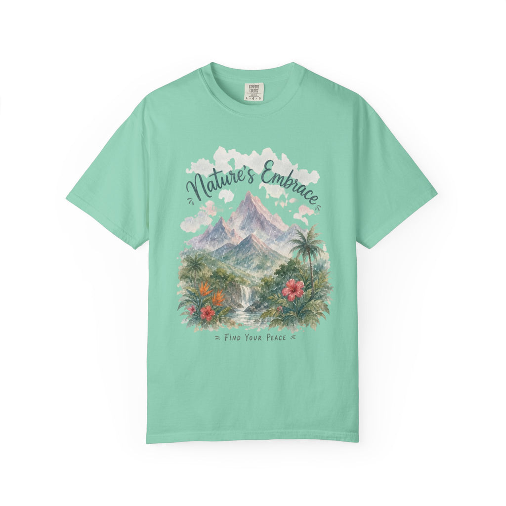 Nature's Embrace Mountain & Tropical Floral T-Shirt