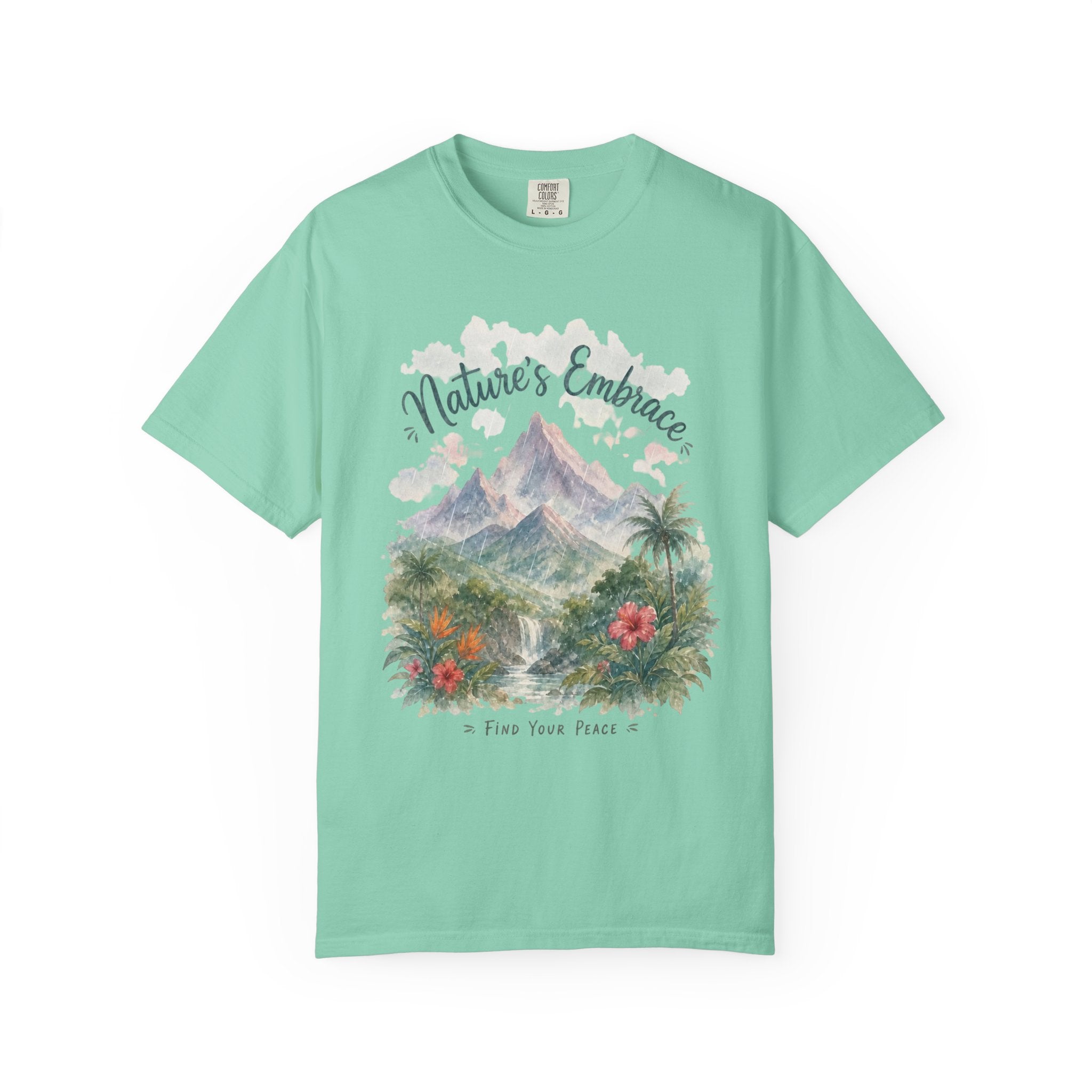 Nature's Embrace Mountain & Tropical Floral T-Shirt