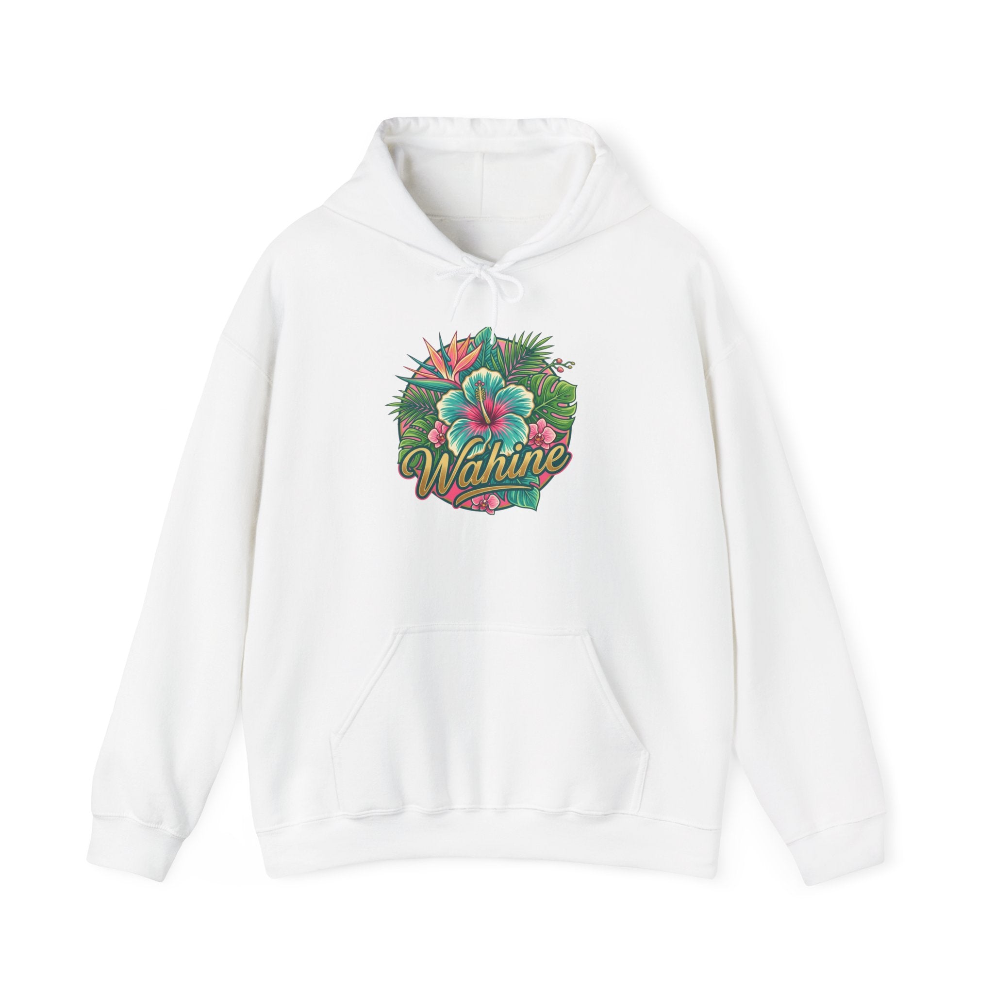 Wahine Tropical Floral Design Hoodie | Hawaiian Hibiscus Palm Leaves
