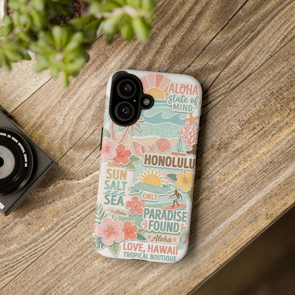 Hawaii Beach Collage Phone Case | Tropical Honolulu Floral Paradise