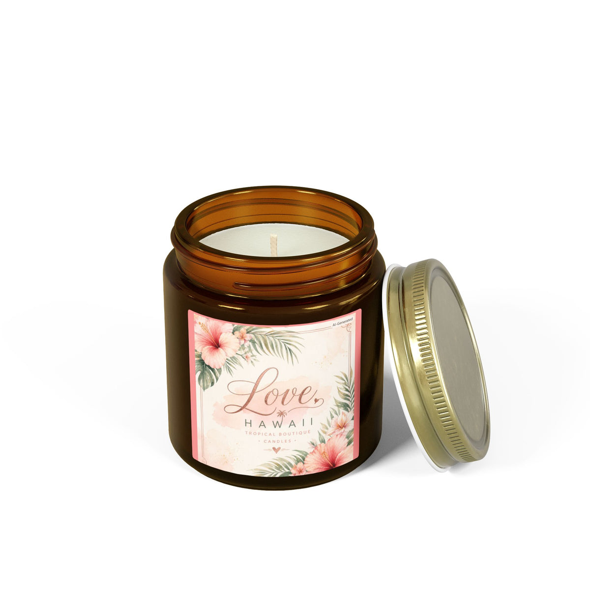 Coconut Apricot Scented Candle — Tropical Boutique Soy Jar (4oz or 9oz)-Love, Hawaii Home Collection