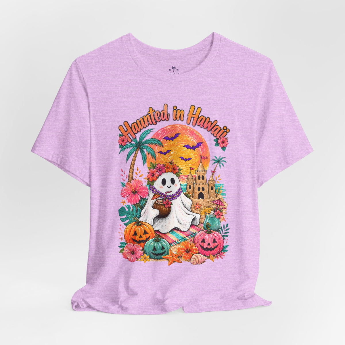 Haunted in Hawaii ghost palm tree tee | Halloween tropical pumpkin design
