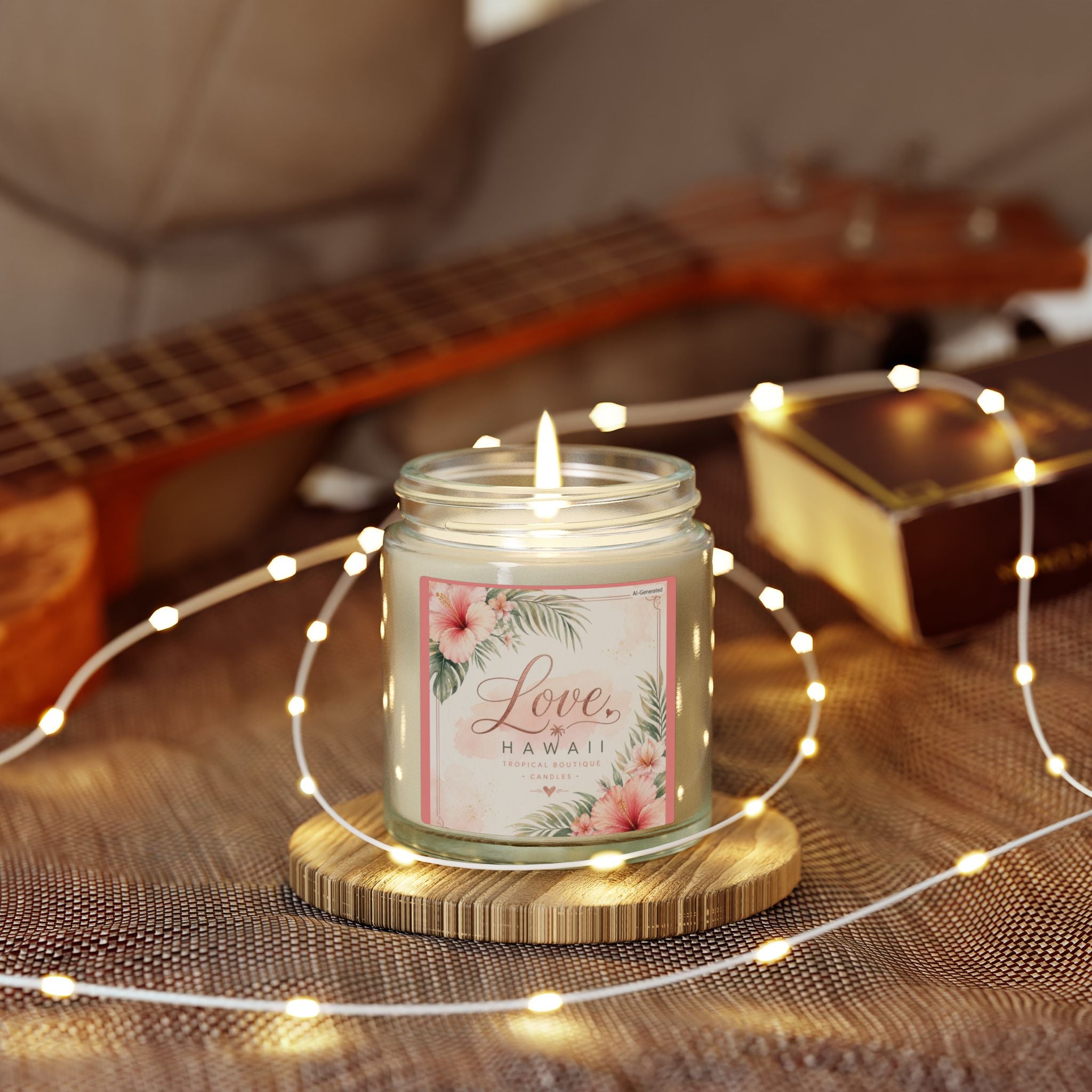 Coconut Apricot Scented Candle — Tropical Boutique Soy Jar (4oz or 9oz)-Love, Hawaii Home Collection