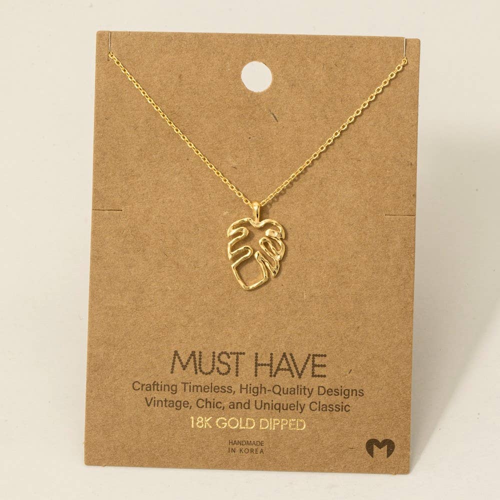 Gold Monstera Cutout Necklace