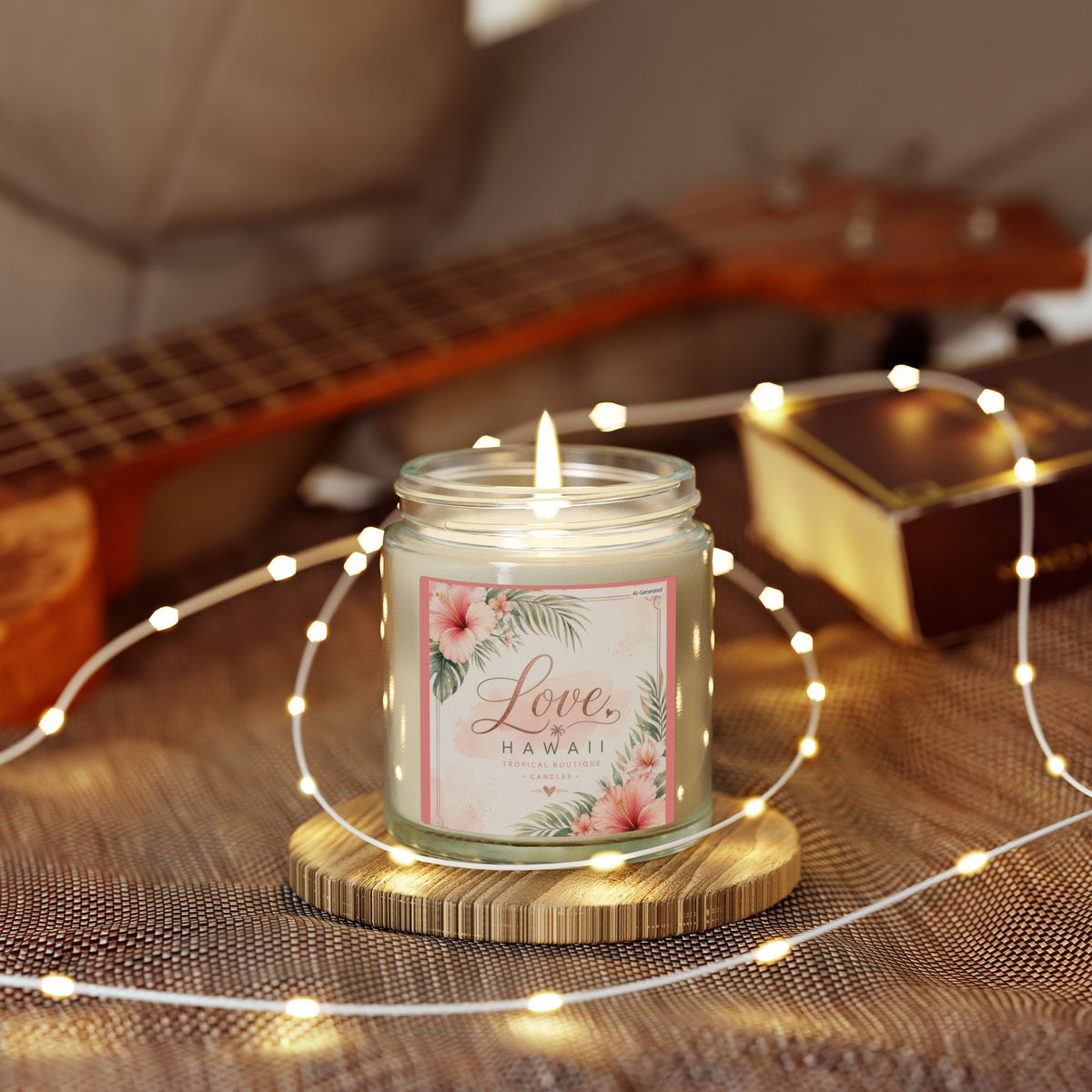 Coconut Apricot Scented Candle — Tropical Boutique Soy Jar (4oz or 9oz)-Love, Hawaii Home Collection