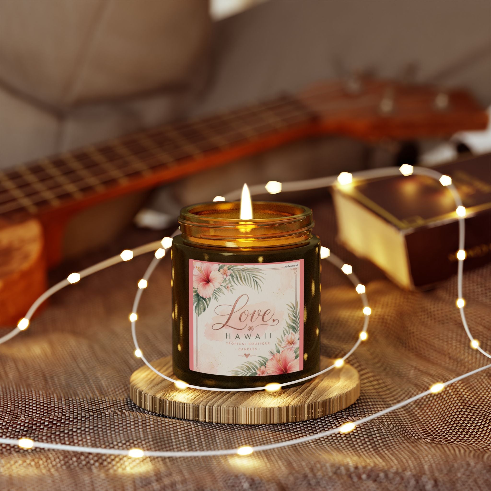 Coconut Apricot Scented Candle — Tropical Boutique Soy Jar (4oz or 9oz)-Love, Hawaii Home Collection