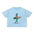 Watercolor Surf Silhouette Tee – Love, Hawaii Collection-Mineral Wash Boxy Cotton T-Shirt
