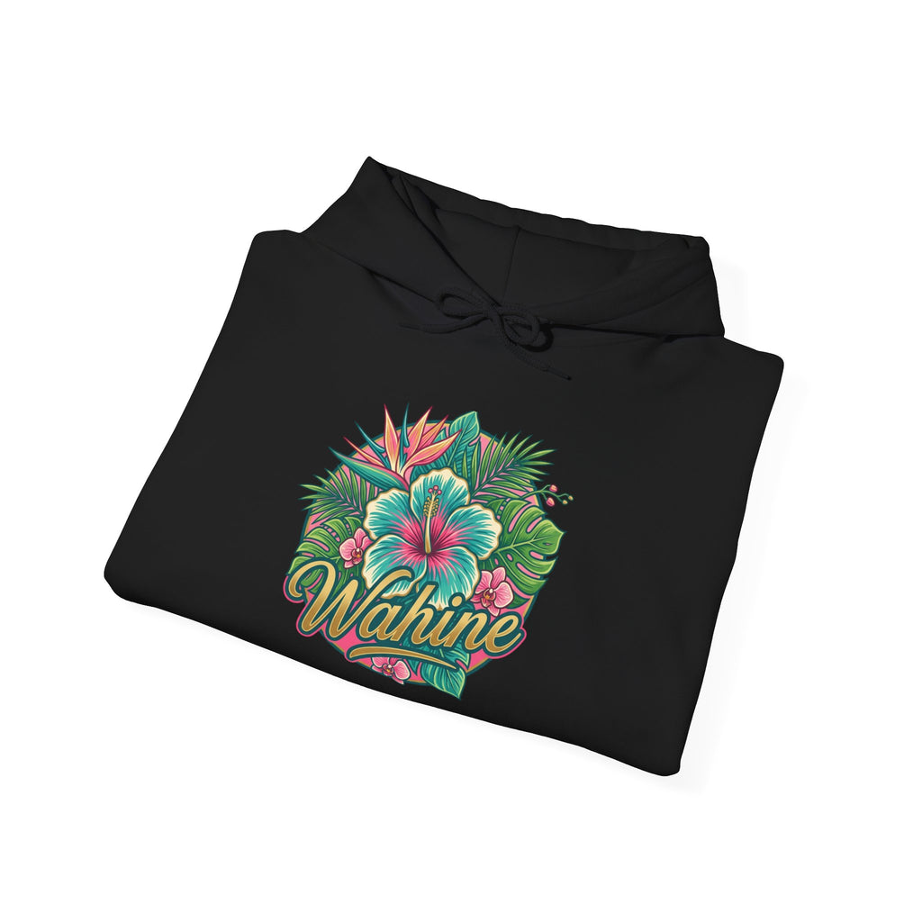 Wahine Tropical Floral Design Hoodie | Hawaiian Hibiscus Palm Leaves