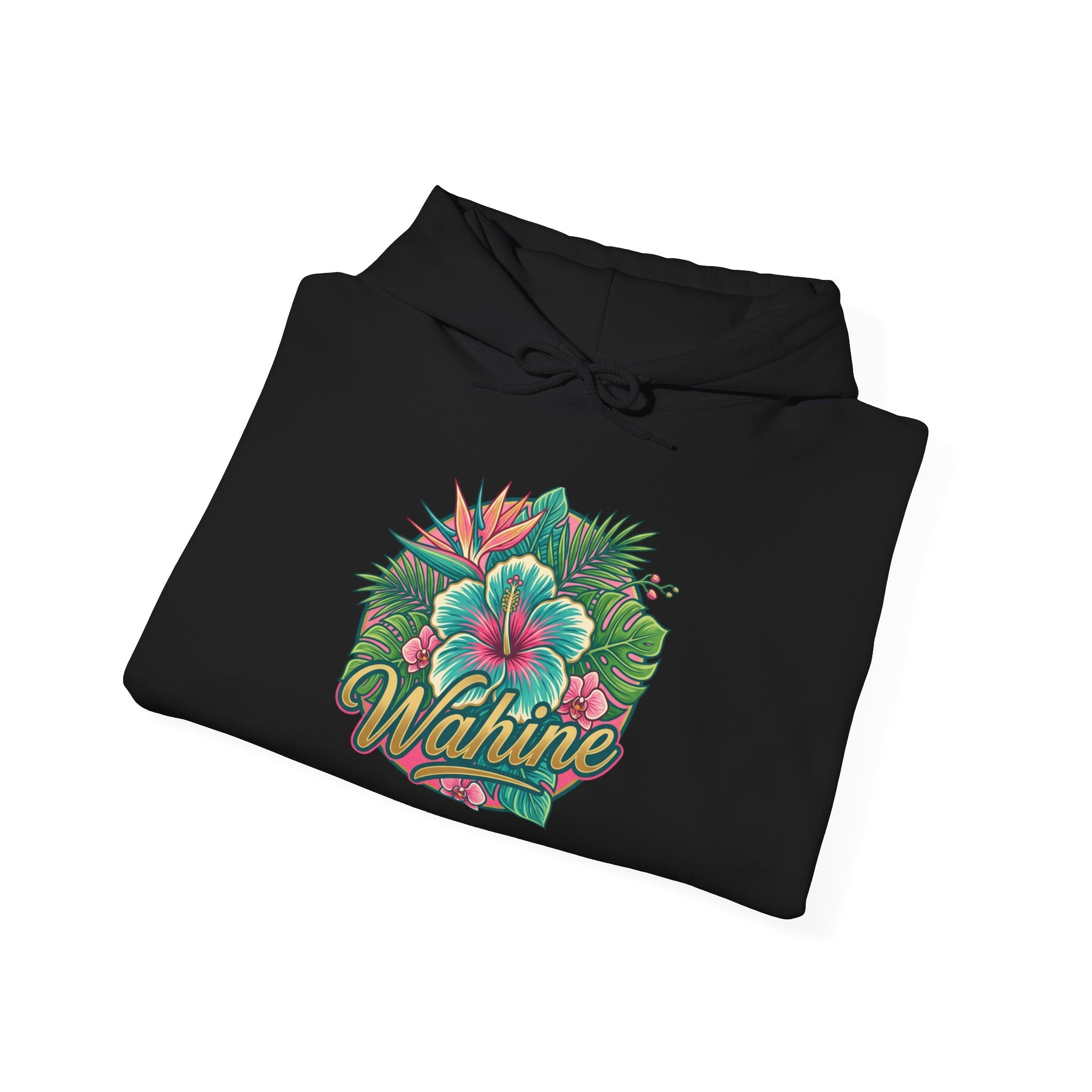 Wahine Tropical Floral Design Hoodie | Hawaiian Hibiscus Palm Leaves