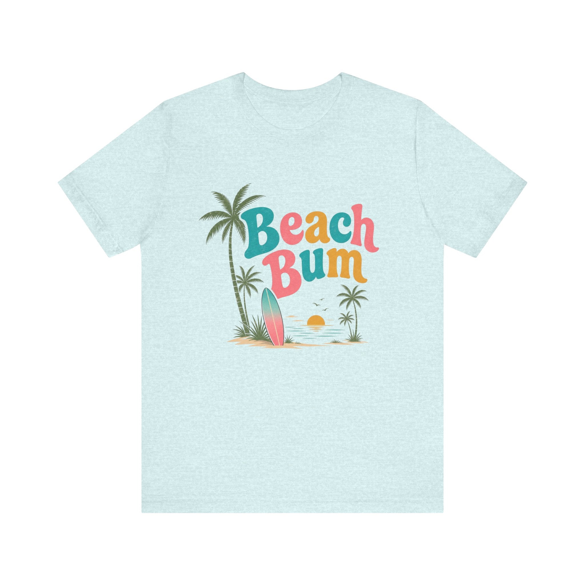 Beach Bum graphic tee | Surfboard palm tree sunset T-Shirt