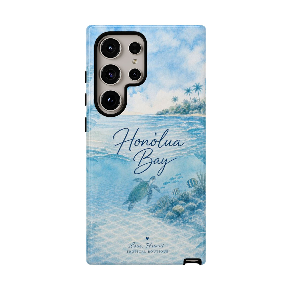 Honolua Bay Hawaii Tough Case | Sea Turtle Ocean Art | Tropical Watercolor Phone Cover