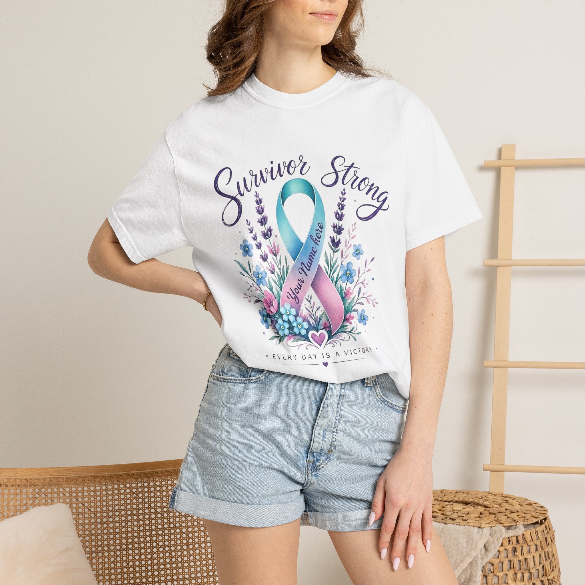 Survivor Strong Ribbon T-Shirt — Thyroid & Awareness Support Tee