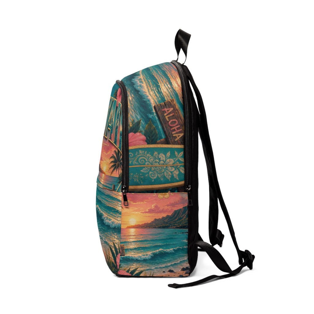 Hawaii Vintage Sunset Beach Backpack | Tropical Hibiscus Aloha| Love, Hawaii Collection