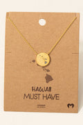 Hawaii Islands Coin Necklace – Gold