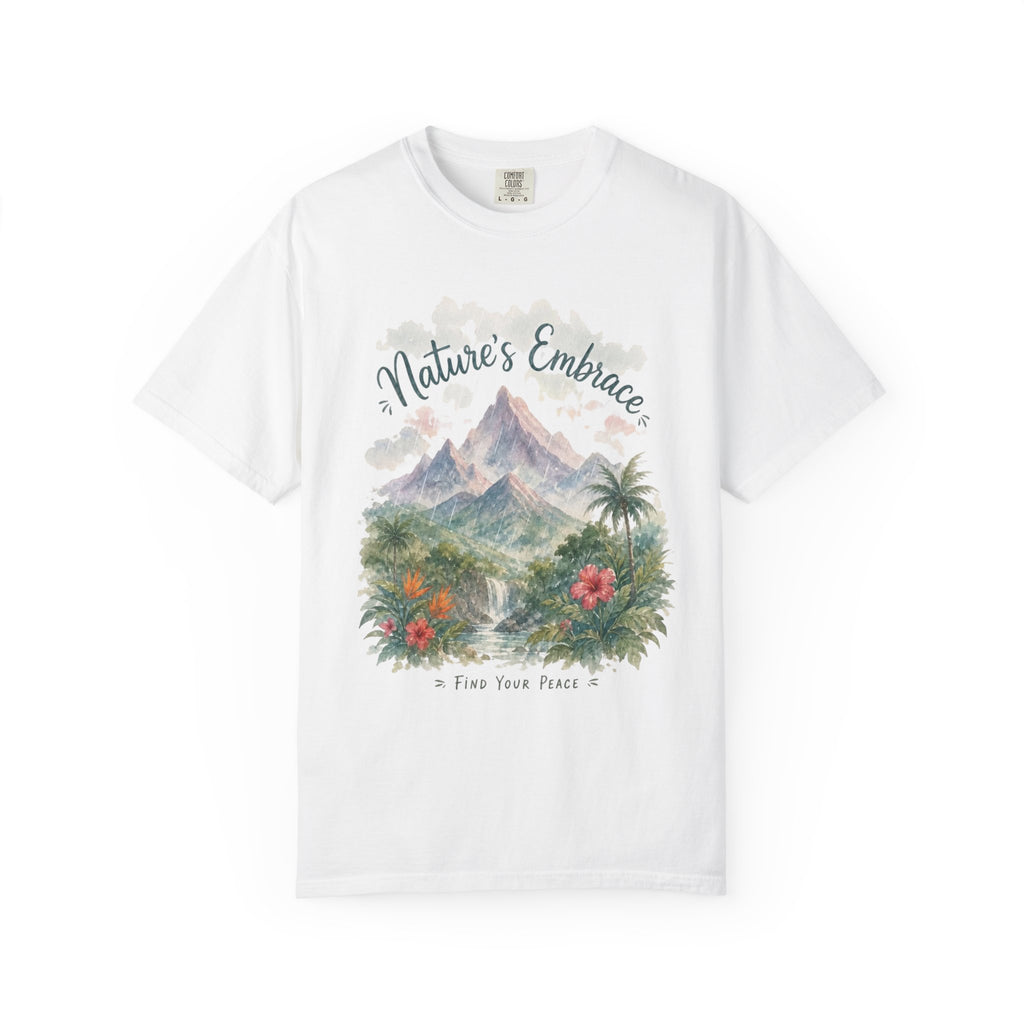 Nature's Embrace Mountain & Tropical Floral T-Shirt