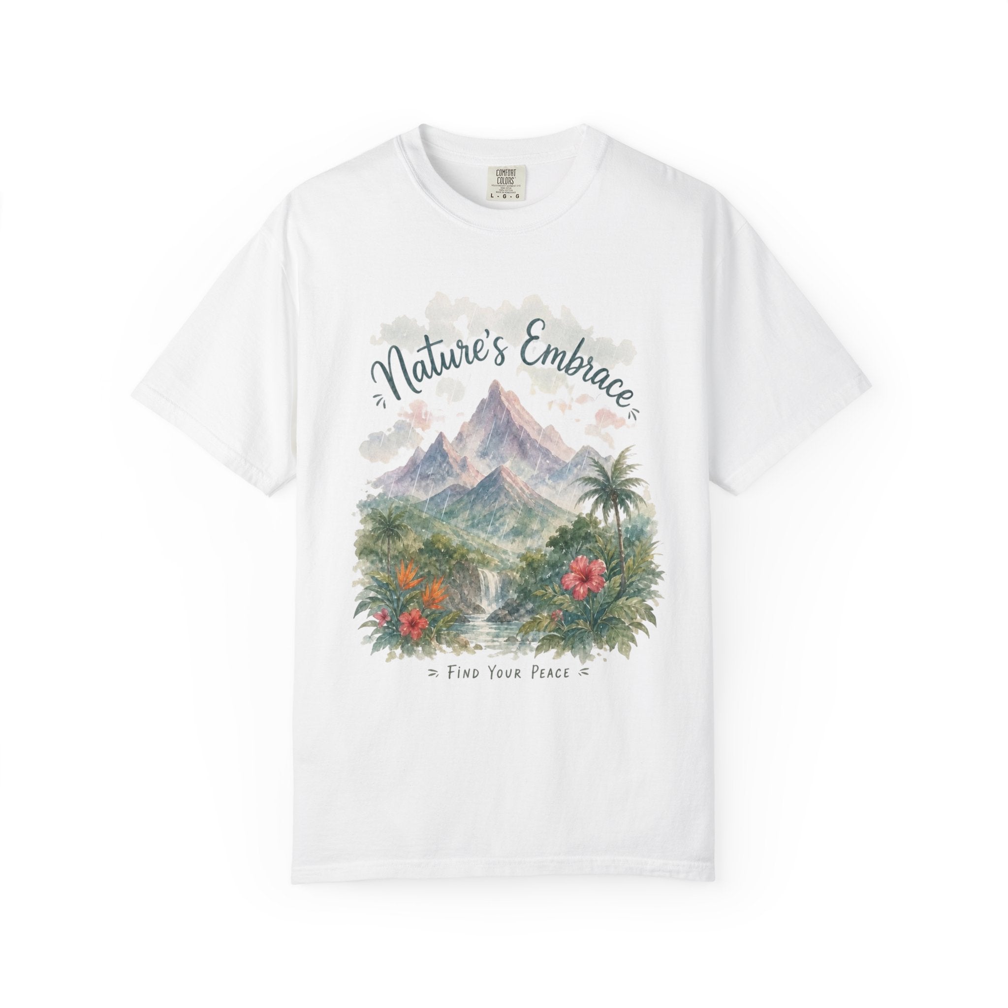 Nature's Embrace Mountain & Tropical Floral T-Shirt