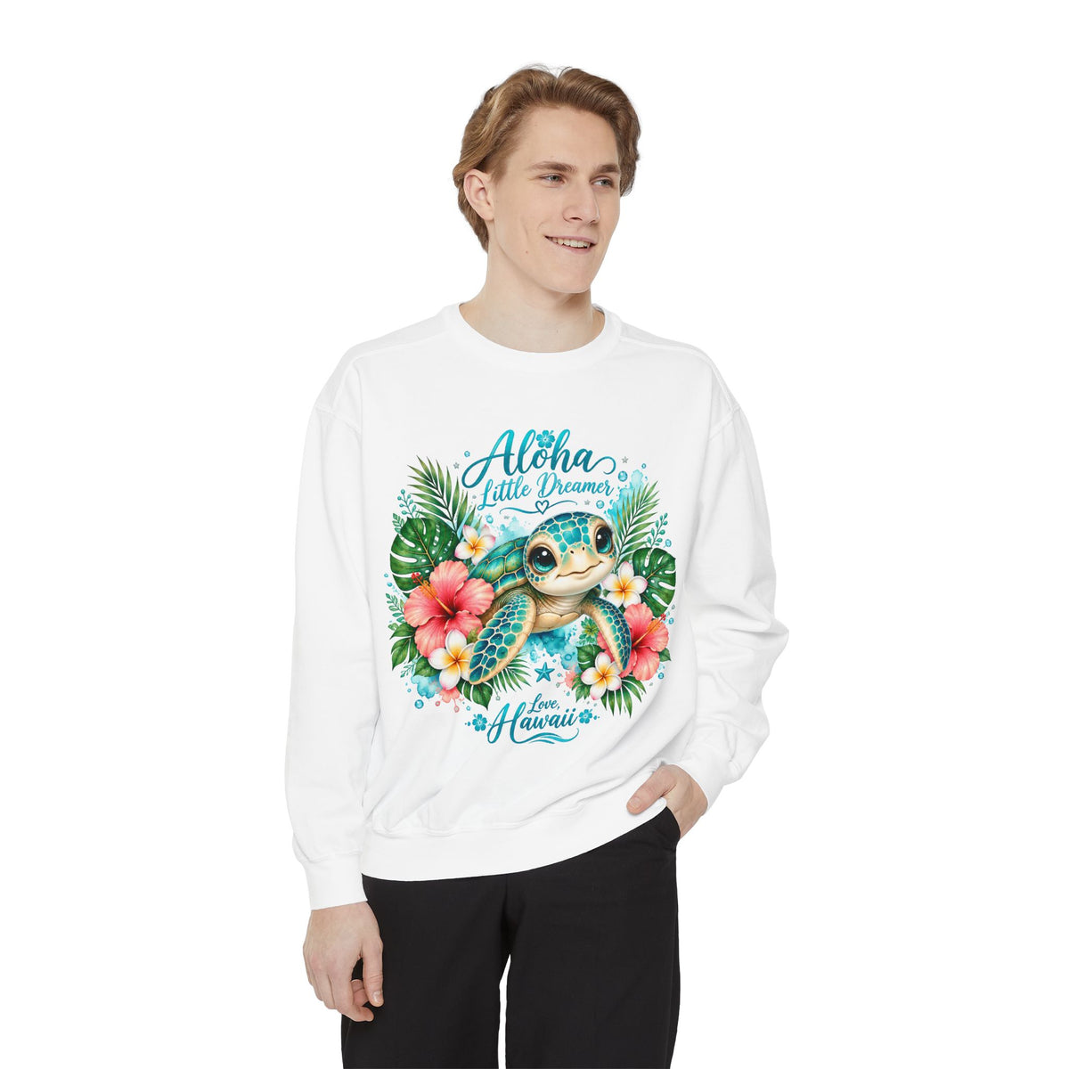 Aloha Little Dreamer Sea Turtle Sweatshirt | Hawaii Floral Beach Vibes