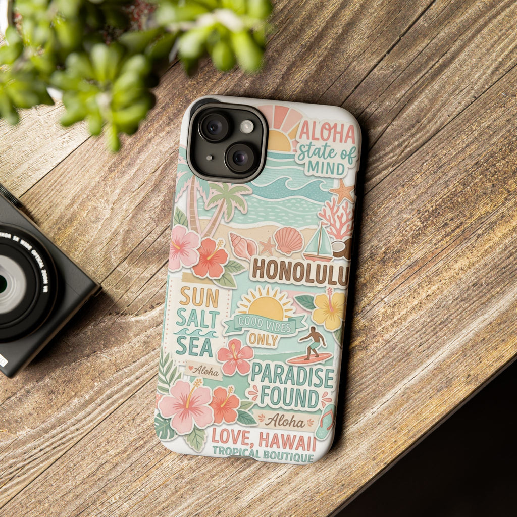 Hawaii Beach Collage Phone Case | Tropical Honolulu Floral Paradise