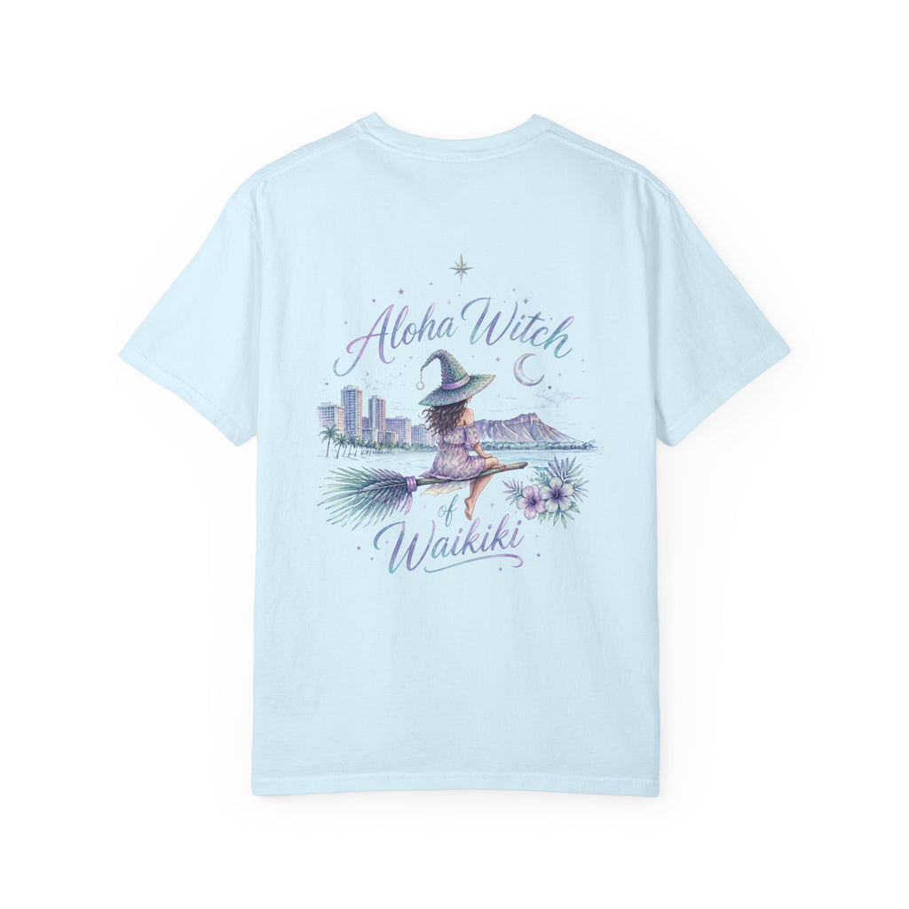 Aloha Witch of Waikiki Shirt- Minimal Witch Hawaiian Tee -Diamond Head Skyline-Hawaii Halloween Shirt