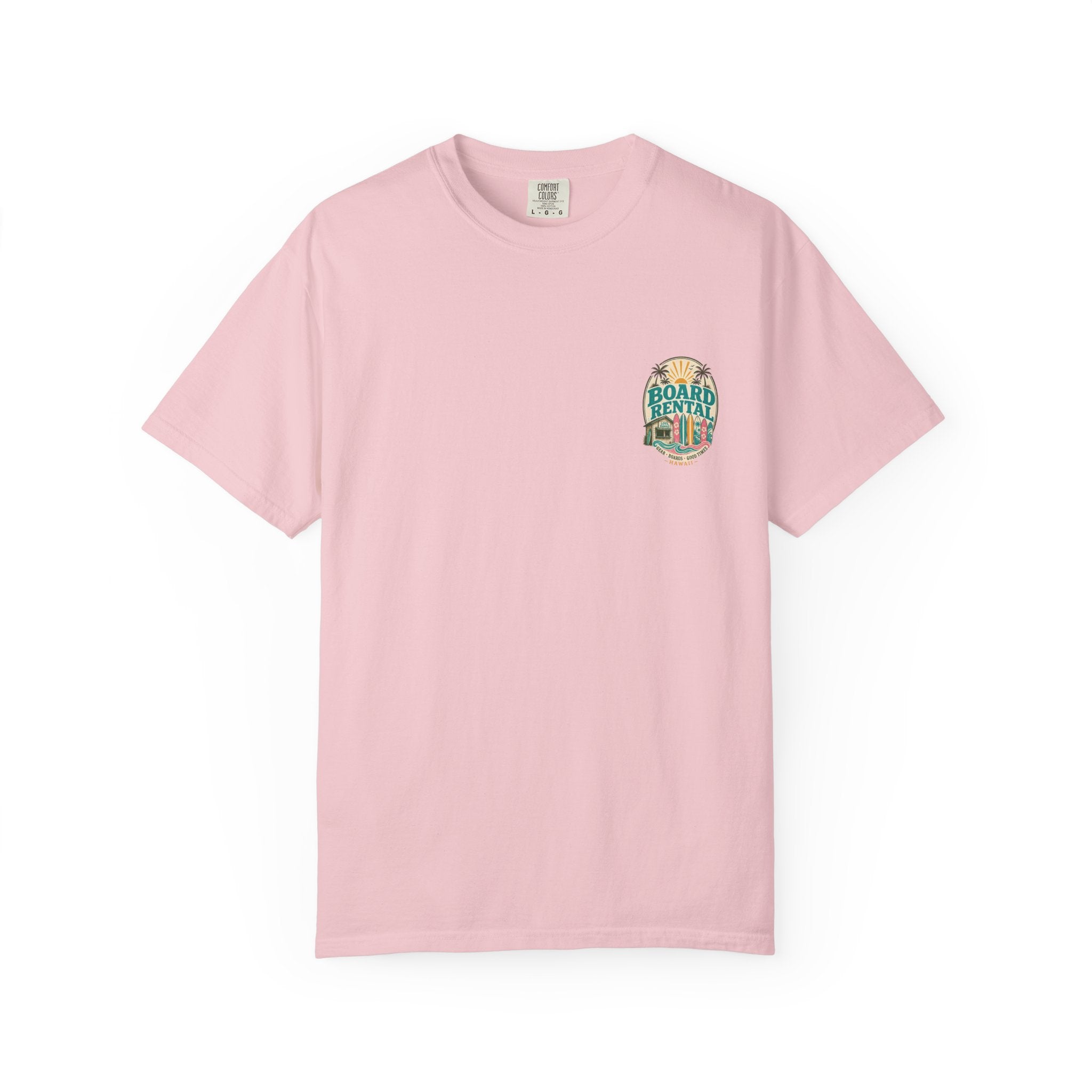 Board Rental T-Shirt — Hawaiian Surf Shop Graphic Tee (Back & Chest Print)