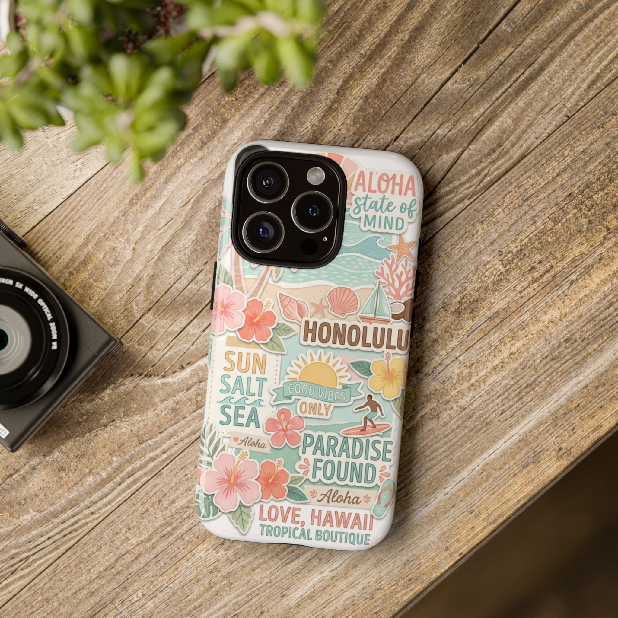 Hawaii Beach Collage Phone Case | Tropical Honolulu Floral Paradise