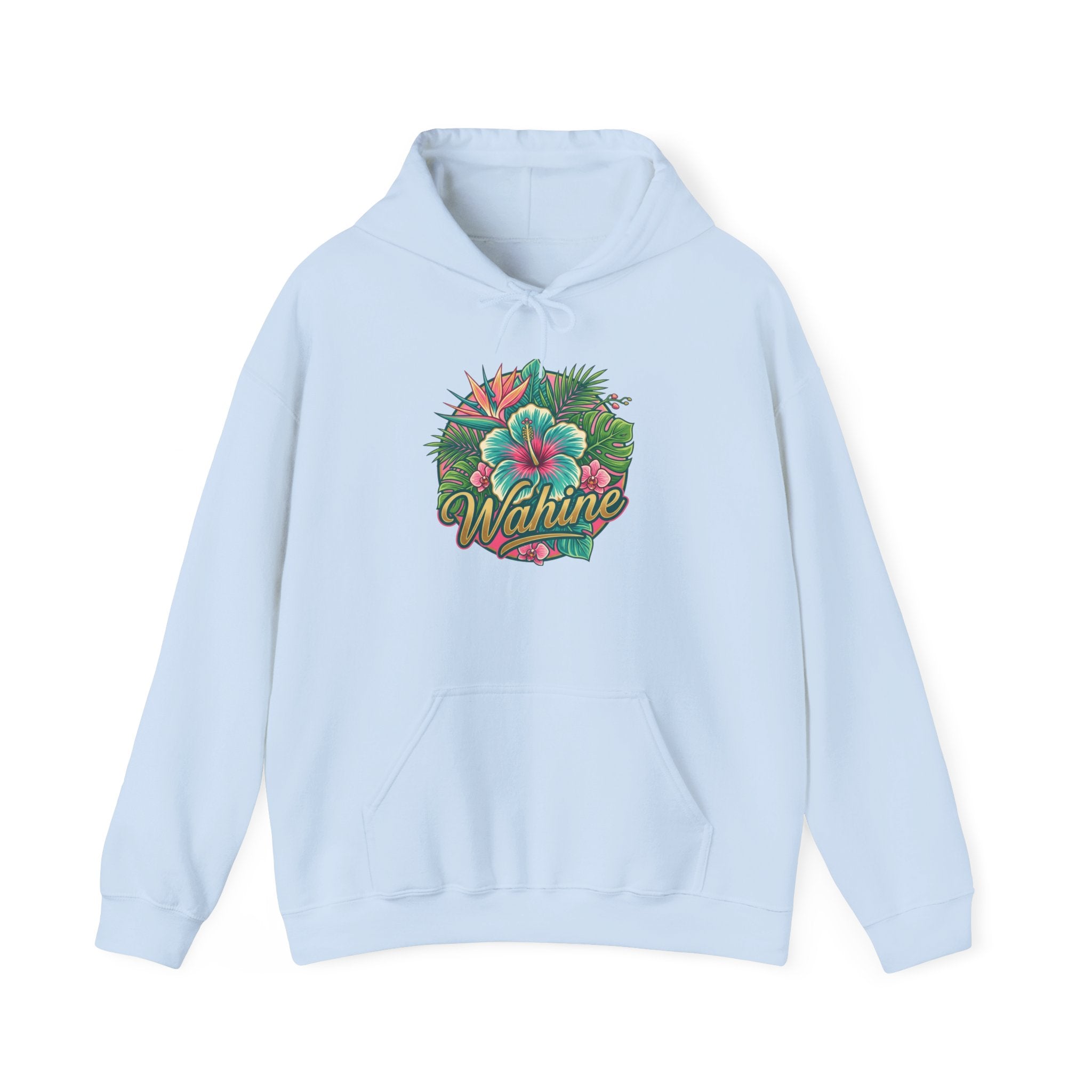 Wahine Tropical Floral Design Hoodie | Hawaiian Hibiscus Palm Leaves