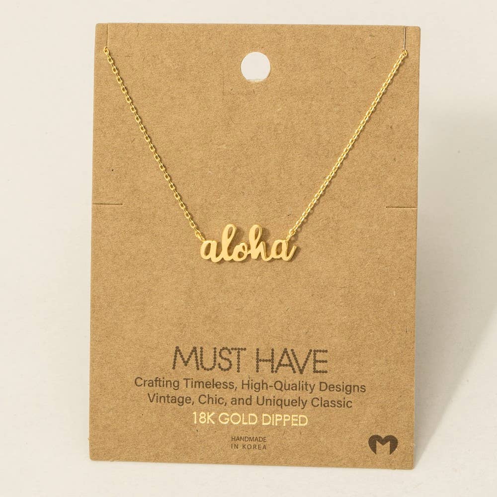 Aloha Script Pendant Necklace – Silver