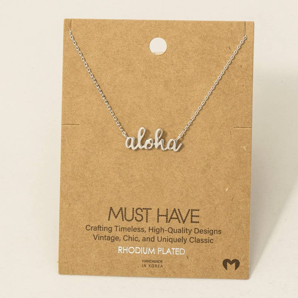 Aloha Script Pendant Necklace – Silver