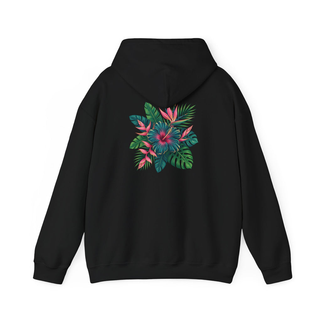 Wahine Tropical Floral Design Hoodie | Hawaiian Hibiscus Palm Leaves