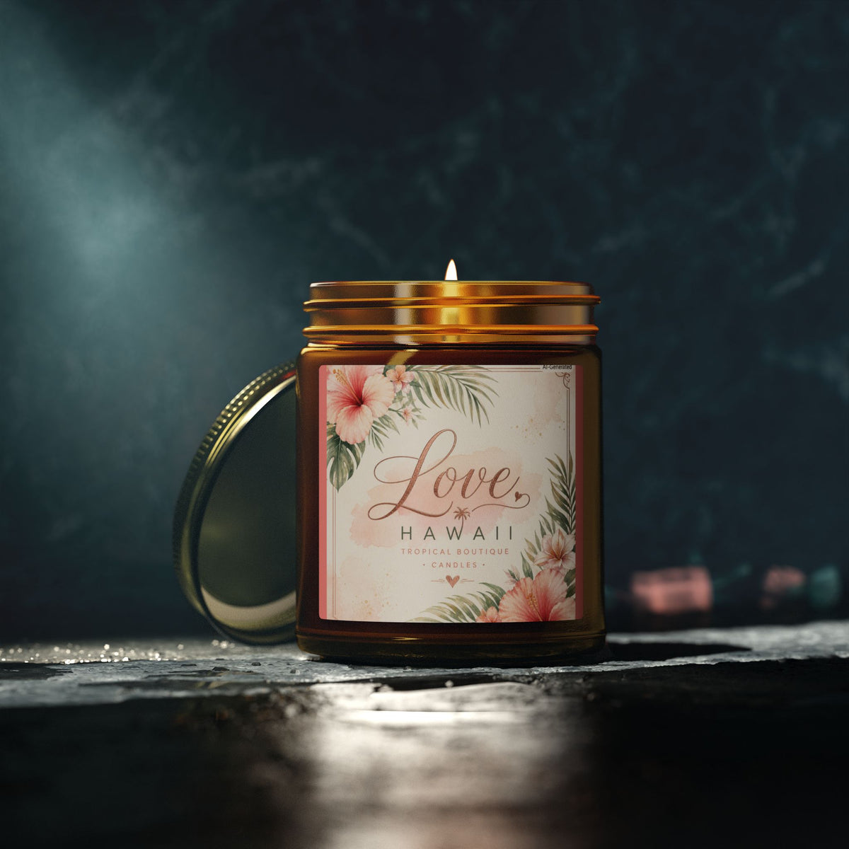Coconut Apricot Scented Candle — Tropical Boutique Soy Jar (4oz or 9oz)-Love, Hawaii Home Collection
