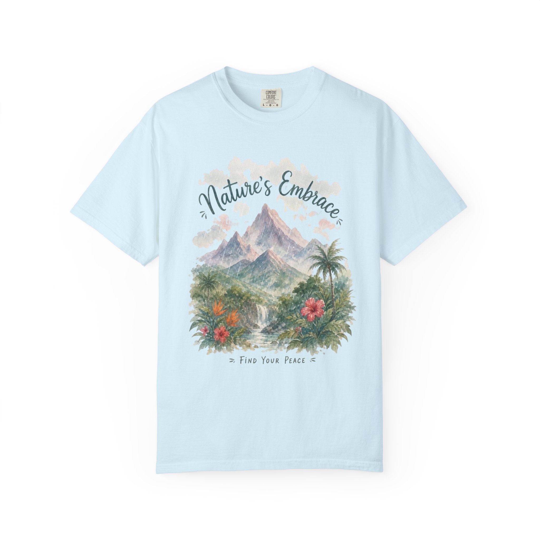 Nature's Embrace Mountain & Tropical Floral T-Shirt