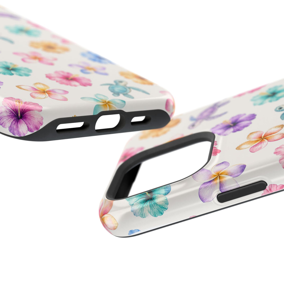 Sea Turtle Floral Phone Case — Colorful Hawaiian Plumeria Protective Case
