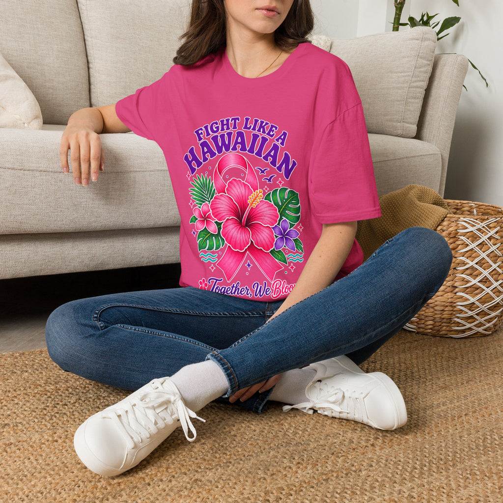 Fight Like a Hawaiian T-Shirt – Floral Breast Cancer Awareness Tee (Together We Bloom)