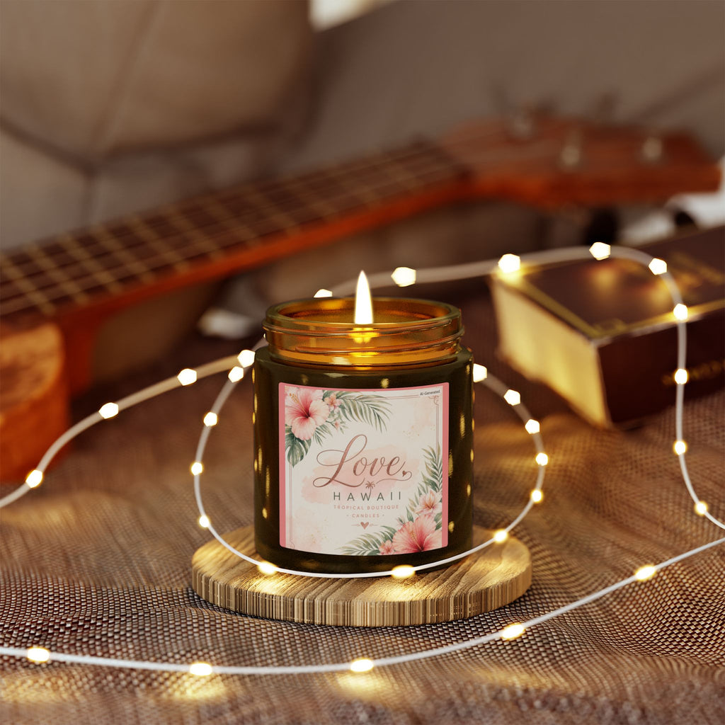 Coconut Apricot Scented Candle — Tropical Boutique Soy Jar (4oz or 9oz)-Love, Hawaii Home Collection