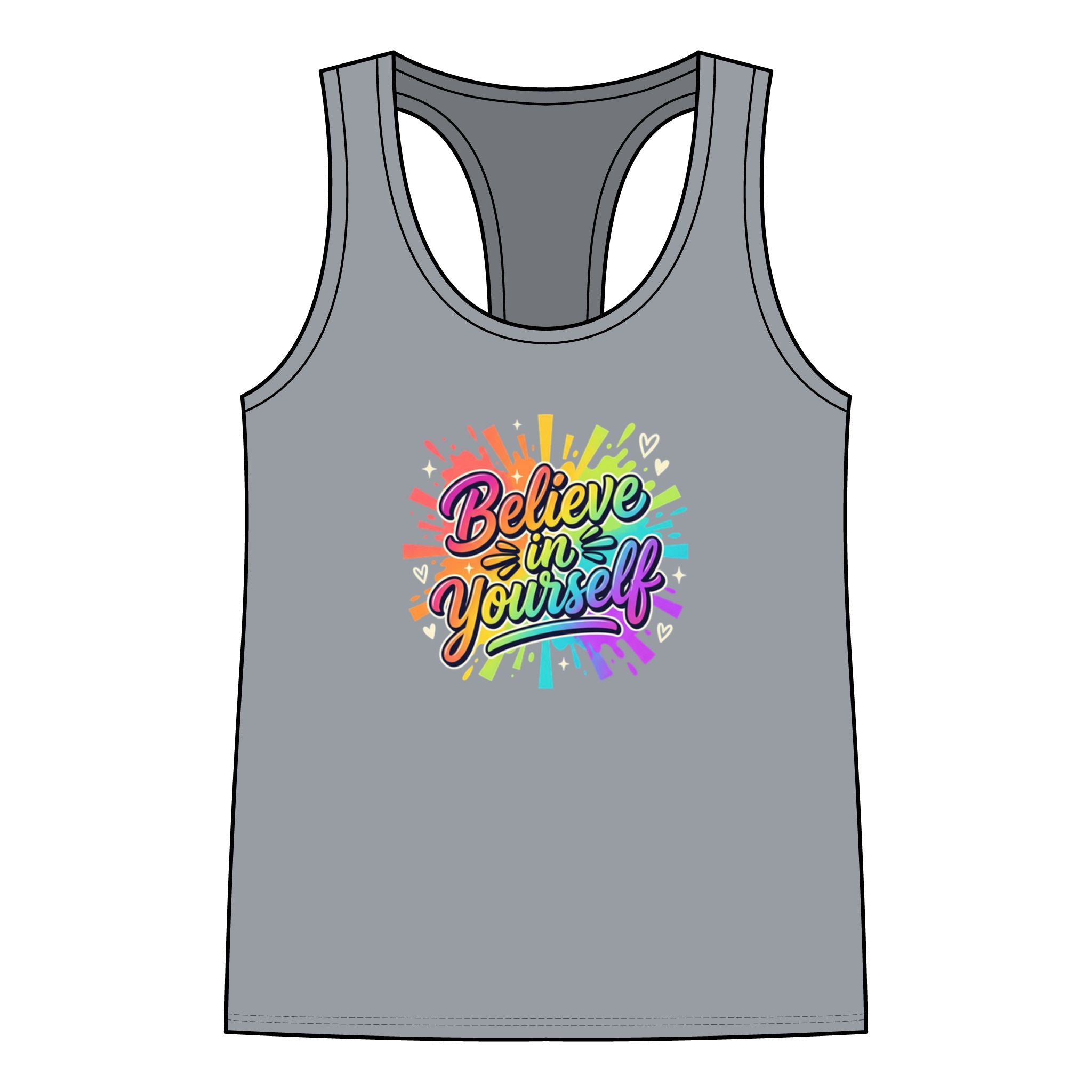 Believe in Yourself Rainbow Script Tank