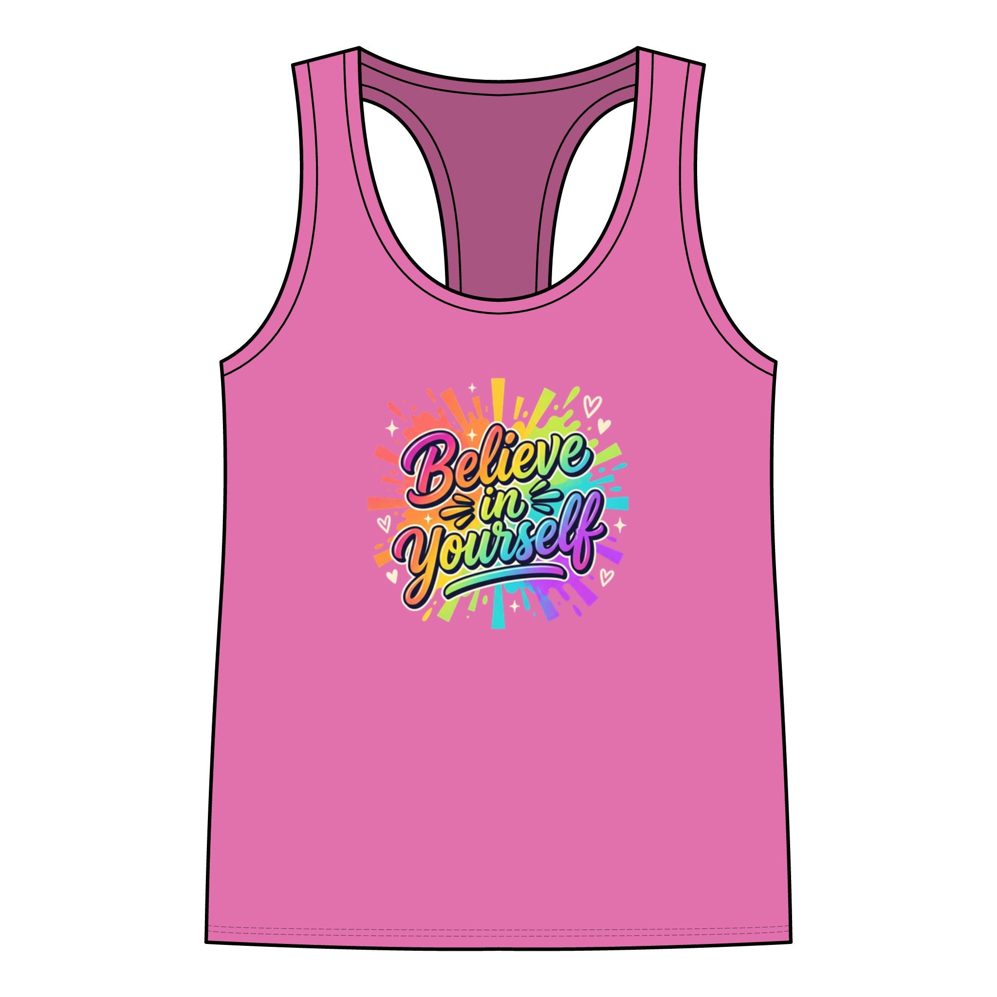 Believe in Yourself Rainbow Script Tank