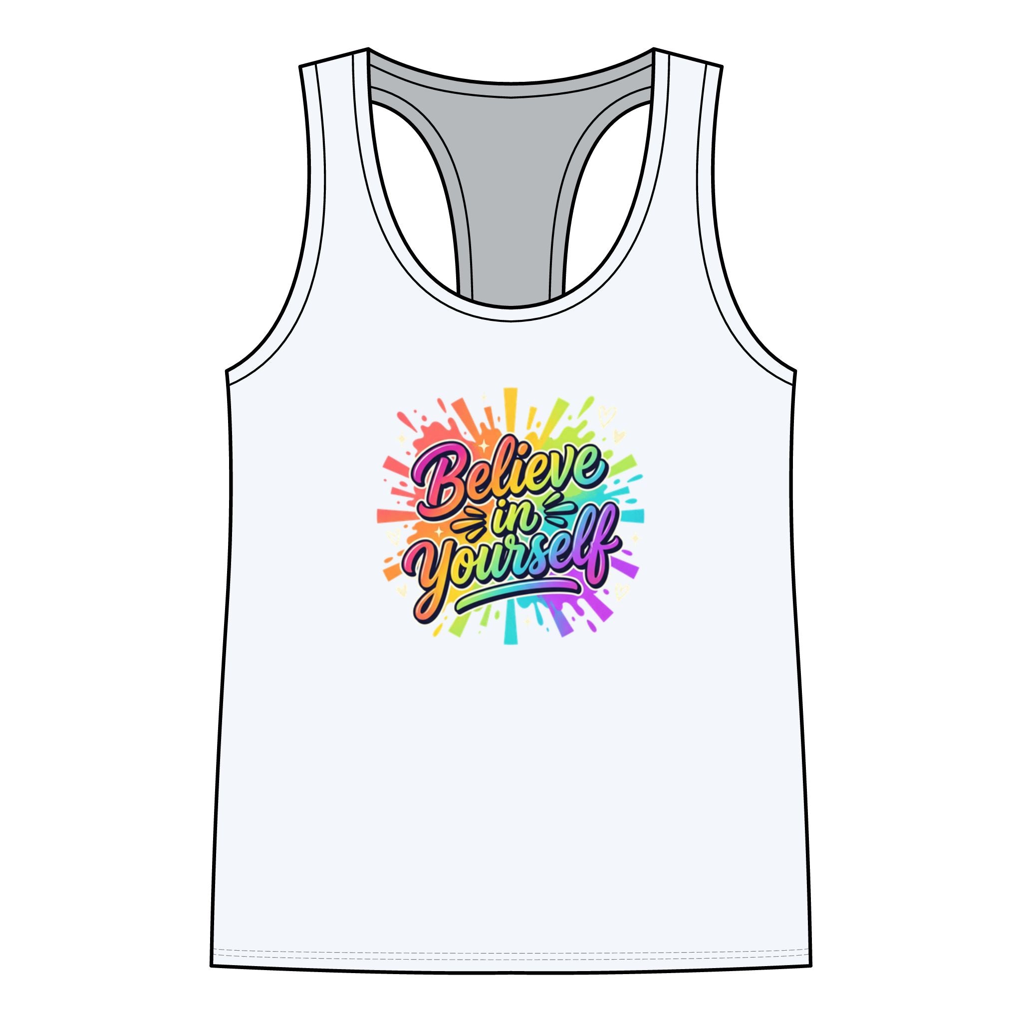 Believe in Yourself Rainbow Script Tank