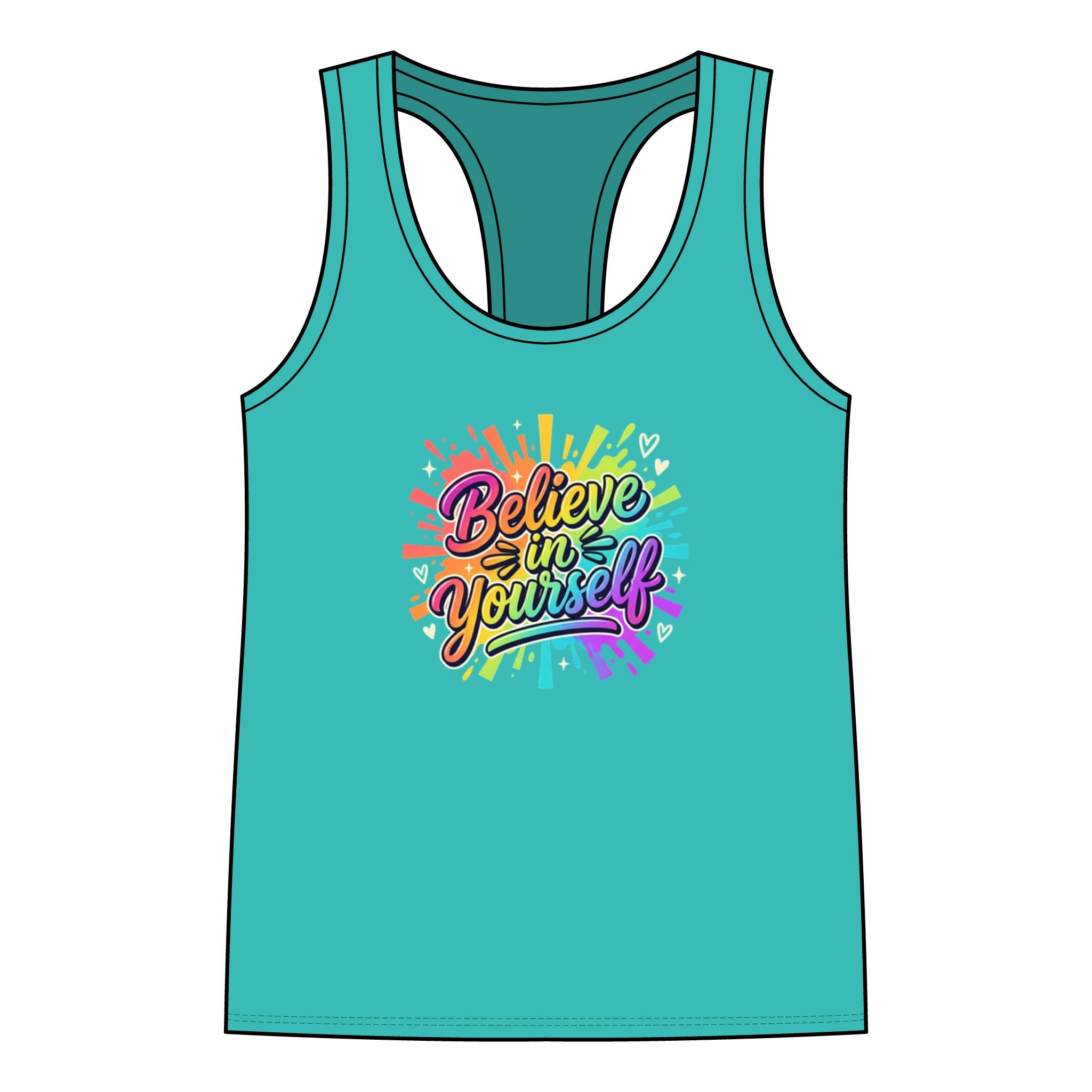 Believe in Yourself Rainbow Script Tank
