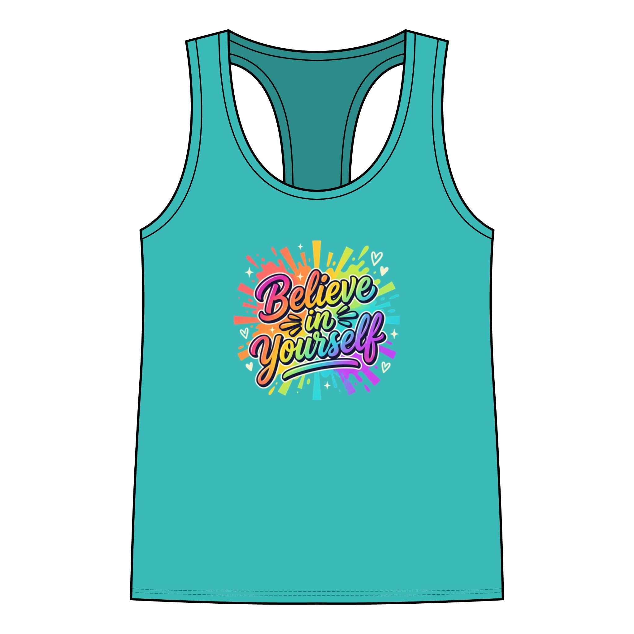 Believe in Yourself Rainbow Script Tank
