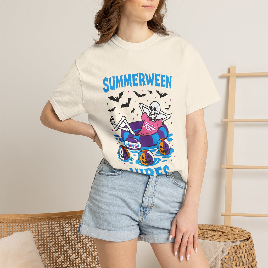 Summerween Vibes Skeleton T-shirt | Spooky Summer Beach| Love, Hawaii Halloween